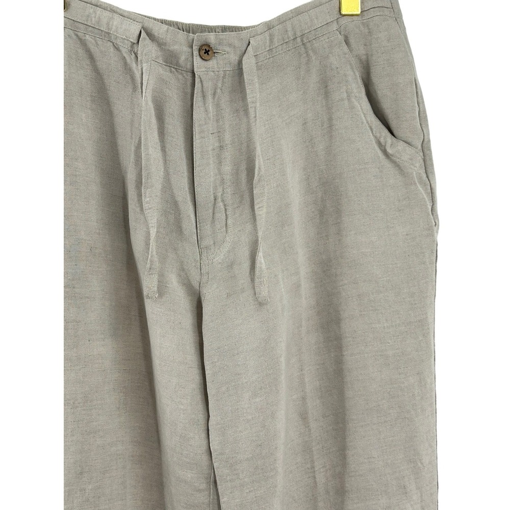 Cubavera Men Linen Blend Drawstring Elastic Waist Pants Tan Beige Medium 32-34 - Picture 3 of 9